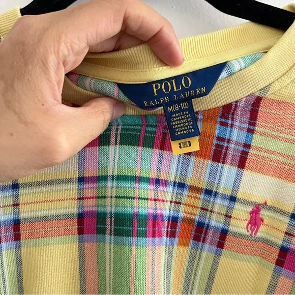 Polo Ralph Lauren Preppy Yellow Colorful Plaid Long Sleeve Crew Neck Sweater - Picture 5 of 7